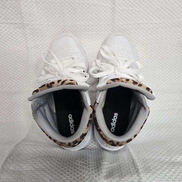 adidas White Sneakers with Black Stripes and Leopard Detail - Picture 3 of 7